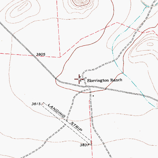 Topographic Map of Skevington Ranch, TX