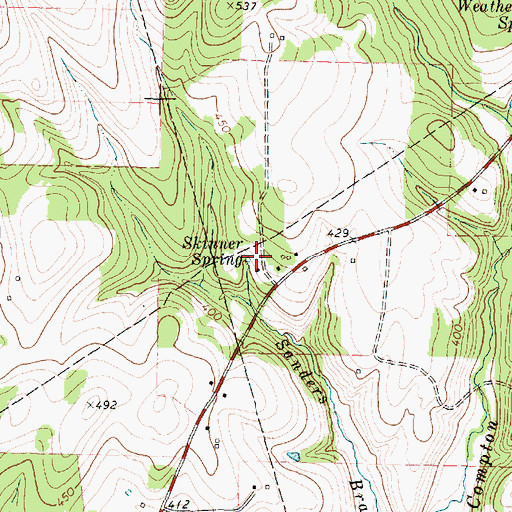 Topographic Map of Skinner Spring, TX