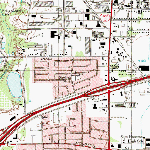 Topographic Map of Skyline Park, TX