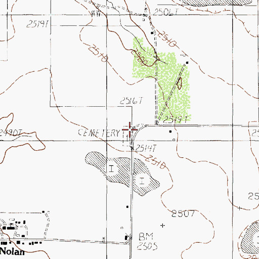 Topographic Map of Slater Chapel Cemetery, TX