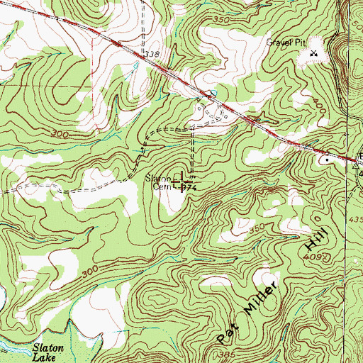 Topographic Map of Slaton Cemetery, TX