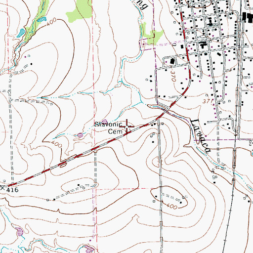 Topographic Map of Slavonic Cemetery, TX