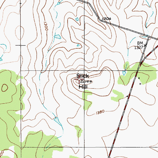 Topographic Map of Slick Hill, TX
