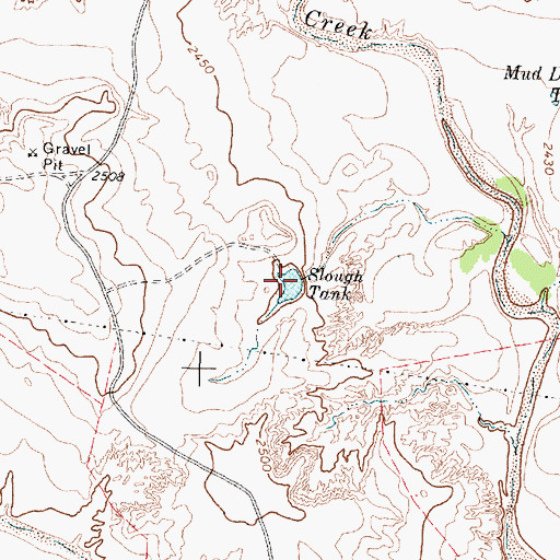 Topographic Map of Slough Tank, TX