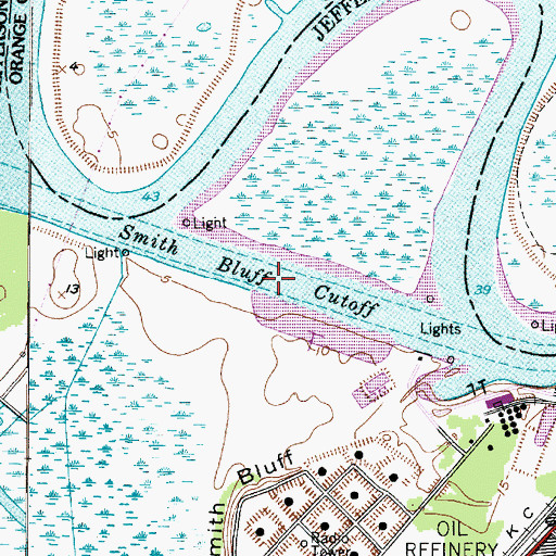 Topographic Map of Smith Bluff Cutoff, TX
