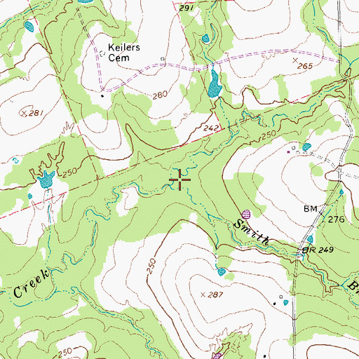 Topographic Map of Smith Branch, TX