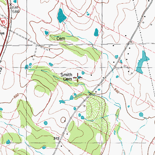 Topographic Map of Smith Cemetery, TX