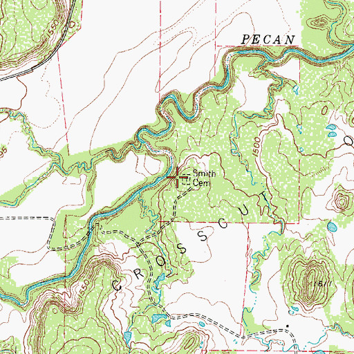 Topographic Map of Smith Cemetery, TX