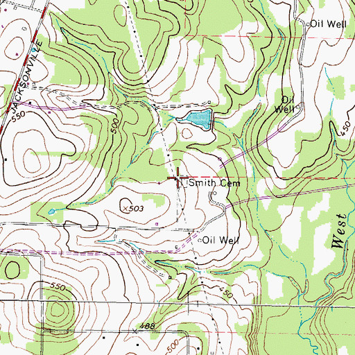Topographic Map of Smith Cemetery, TX
