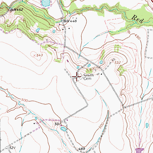 Topographic Map of Smith Cemetery, TX