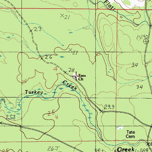 Topographic Map of Tate Church, AL