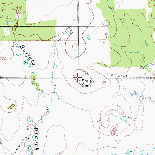 Topographic Map of Smith Cemetery, TX