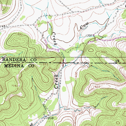 Topographic Map of Smith Creek, TX