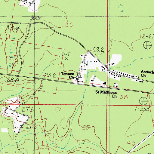 Topographic Map of Tensaw Church, AL
