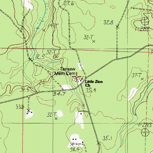 Topographic Map of Tensaw Memorial Cemetery, AL