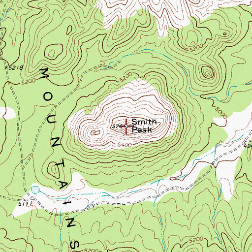 Topographic Map of Smith Peak, TX