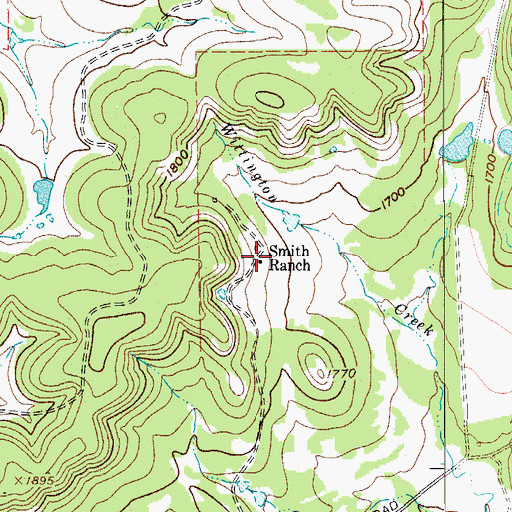Topographic Map of Smith Ranch, TX
