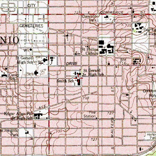 Topographic Map of Smith School, TX