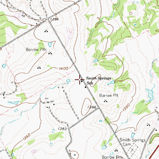 Topographic Map of Smith Springs School, TX