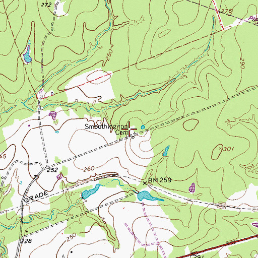 Topographic Map of Smoothingiron Cemetery, TX