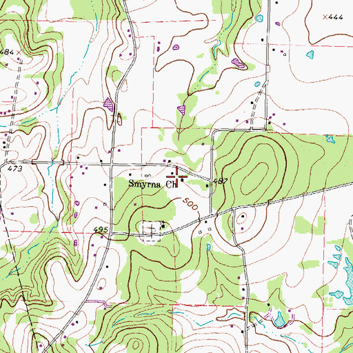 Topographic Map of Smyrna Church, TX