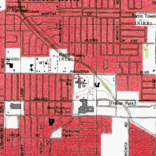Topographic Map of Smythe School, TX