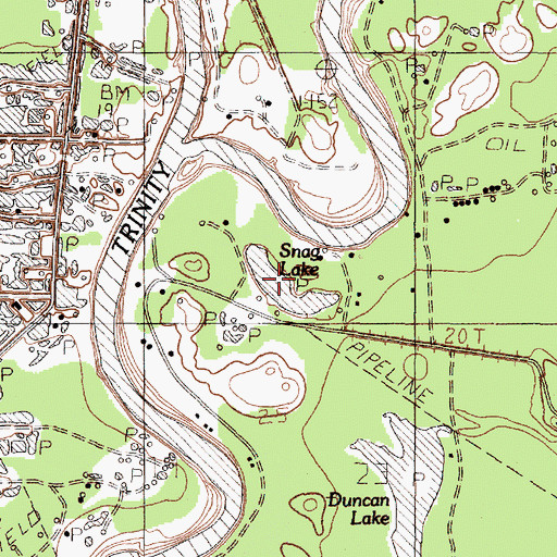 Topographic Map of Snag Lake, TX