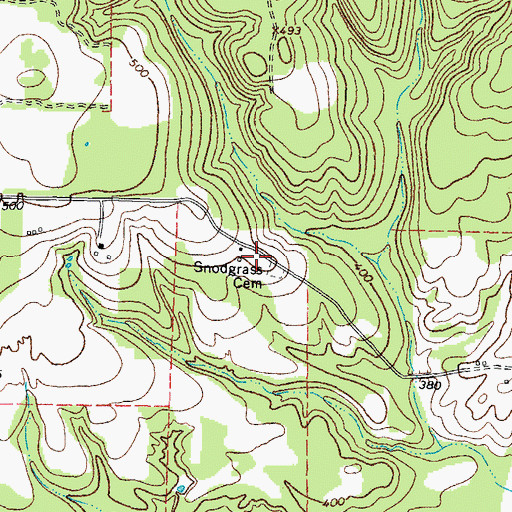Topographic Map of Snodgrass Cemetery, TX