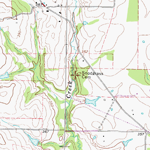 Topographic Map of Snodgrass Cemetery, TX