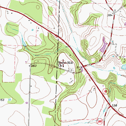 Topographic Map of Snow Hill Church, TX