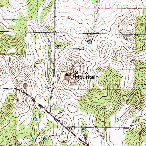 Topographic Map of Snow Mountain, TX