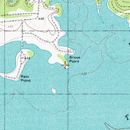 Topographic Map of Snow Point, TX