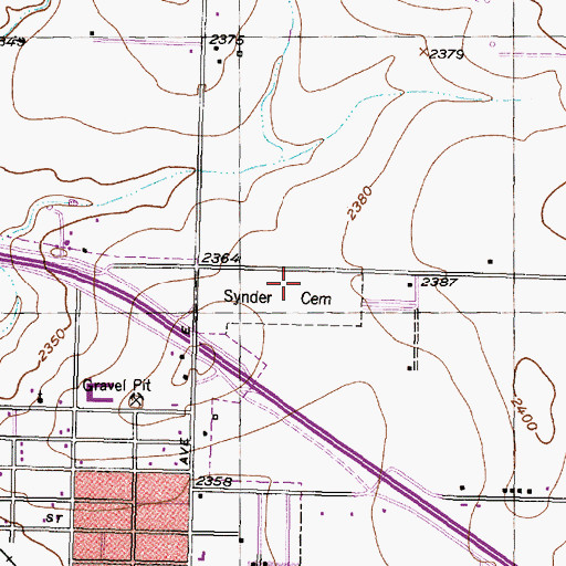 Topographic Map of Snyder Cemetery, TX