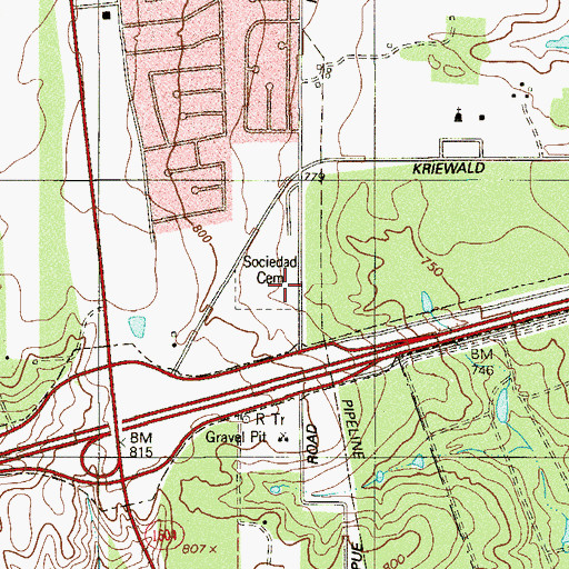 Topographic Map of Sociedad Cemetery, TX