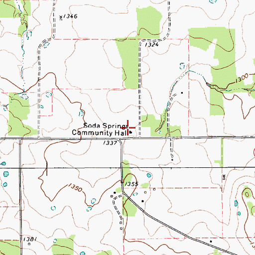 Topographic Map of Soda Springs Community Hall, TX