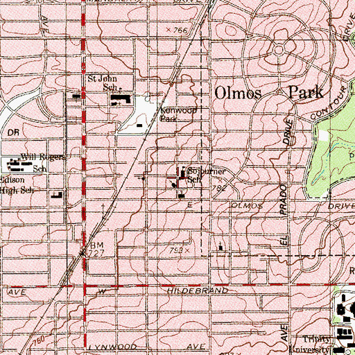 Topographic Map of Sojourner School (historical), TX
