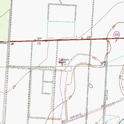 Topographic Map of Soldiers Cemetery, TX