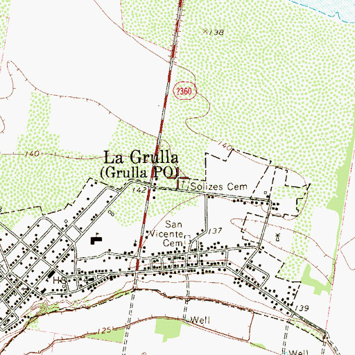 Topographic Map of Solizes Cemetery, TX