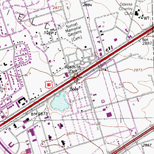 Topographic Map of Solo, TX