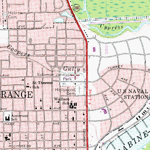Topographic Map of Solomon Johnson Park, TX