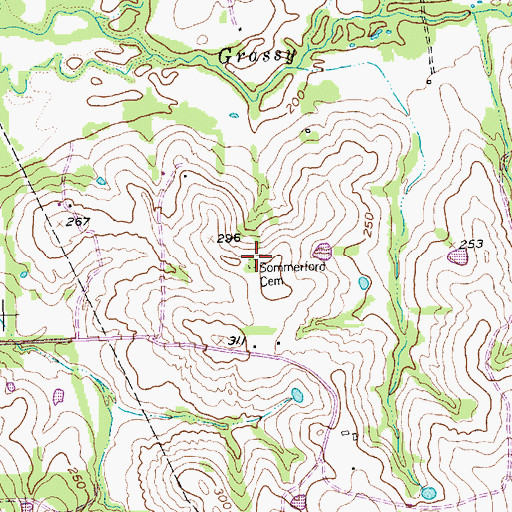 Topographic Map of Sommerford Cemetery, TX