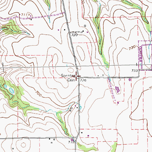 Topographic Map of Sonntag Cemetery, TX