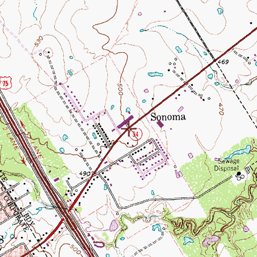 Topographic Map of Sonoma, TX