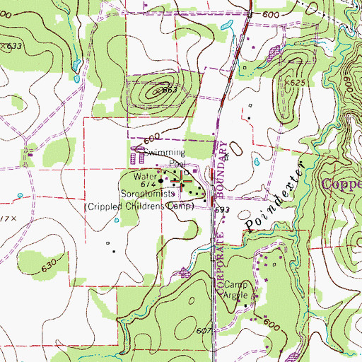Topographic Map of Soroptomists Crippled Childrens Camp, TX