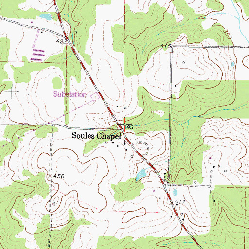 Topographic Map of Soules Chapel, TX
