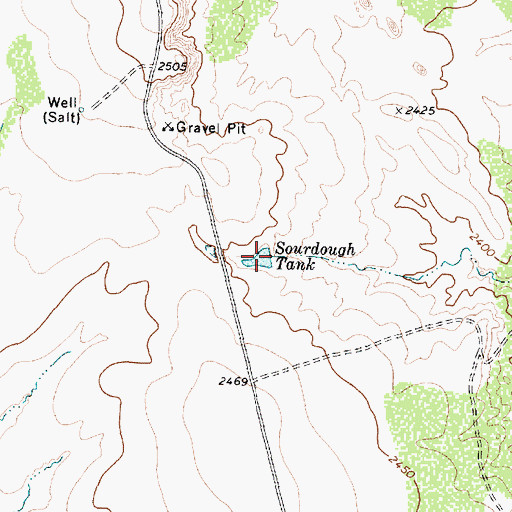 Topographic Map of Sourdough Tank, TX