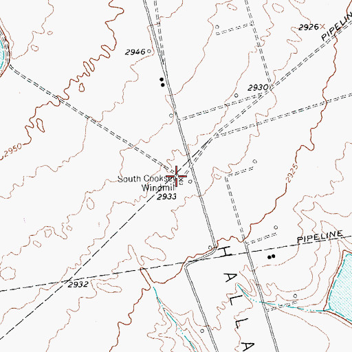 Topographic Map of South Cooksey Windmill, TX