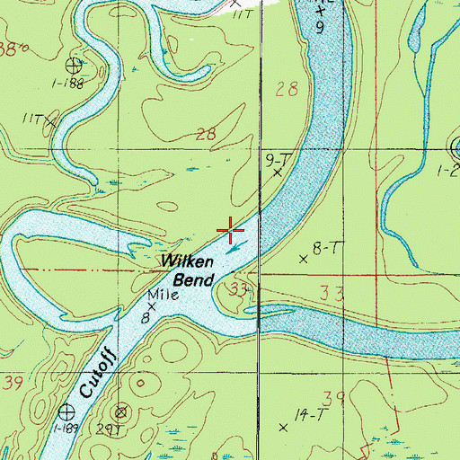 Topographic Map of Wilken Bend Landing (historical), AL