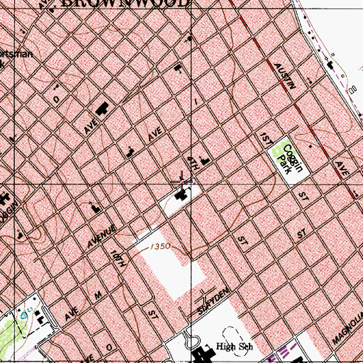Topographic Map of South Elementary School, TX