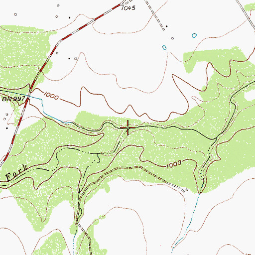 Topographic Map of South Fork Hog Creek, TX